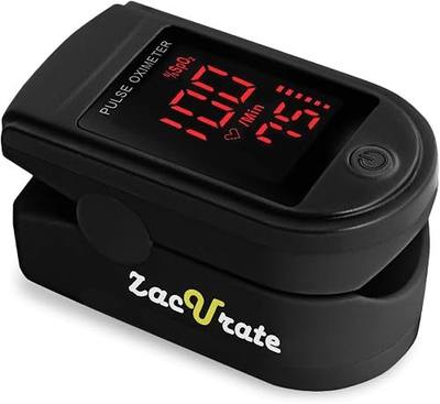 Zacurate 500 Series Fingertip Pulse Oximeter Blood Oxygen Saturation Monitor with Silicon Cover, Batteries and Lanyard, Royal Black