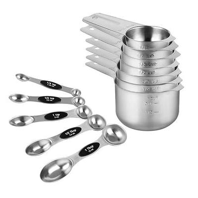 Stainless Steel Measuring Cups and Spoons Set - 12 Piece Stackable Set