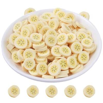 100 Pack Fruit Slime Charms Resin Flatbacks Buttons Polymer Clay Beads for Miniature Fairy Garden Hair Accessories DIY Scrapbooking Phone Case(Banana)