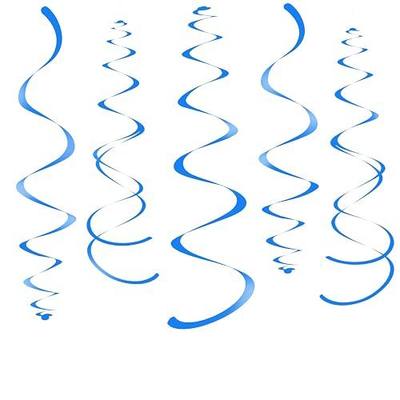 Blue Party Hanging Swirl Decorations Plastic Streamer for Ceiling, Pack of 28