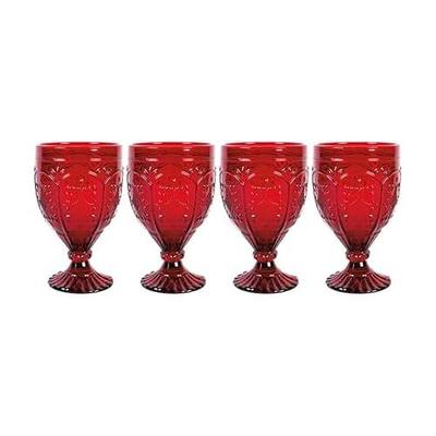 Fitz and Floyd Trestle Glassware Ornate Goblets, 4 Count (Pack of 1), Red