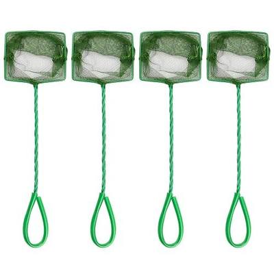 4 Pcs Aquarium Fish Net, 4 Inch Quick Catch Mesh Nylon Fishing Nets with Plastic Handle - Green