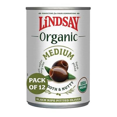 Lindsay Organic Medium Black Ripe Pitted Olives, 6 Oz (Pack of 12), USDA Organic, Keto Friendly, Healthy Snack, Perfect for Salads, Pizzas, Pastas, Charcuterie Boards