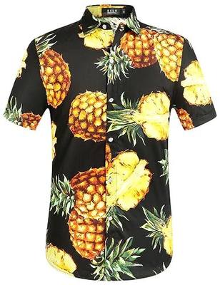 SSLR Mens Button Up Shirts Cotton Short Sleeve Hawaiian Shirts for Men