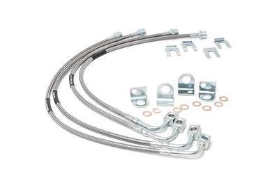 Rough Country Stainless Brake Lines for Jeep Wrangler JK w/4-6" Lift (2007-2018) - 24" FR & 22.5"RR Brake Line