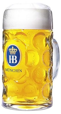 1 Liter HB "Hofbrauhaus Munchen" Dimpled Glass Beer Stein - 2pk