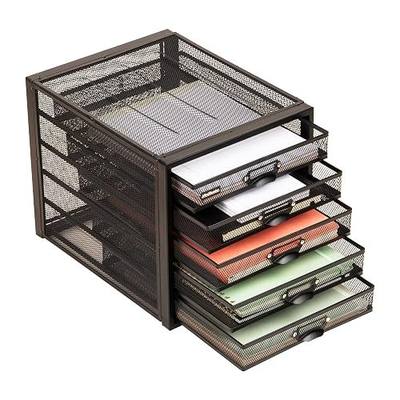 Mind Reader File Storage Drawers, Desk Organizer, Multi-Purpose, Crafts, Office, Metal Mesh, 11"L x 14"W x 11"H, Black, 5 Drawer