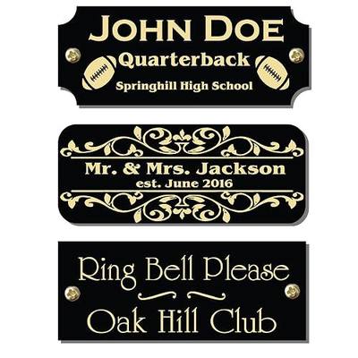 1" H x 2.5" W, Custom Engraved Solid Metal Name Plates, Gloss Black Colors, Nameplate Memorial, Made in USA (Gloss Black)