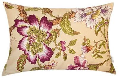 TangDepot Cotton Floral Cushion Cover 12"x18" Purple Flower-Khaki | TangDepot 100% Cotton Printed Euro Sham Cover - Hidden Zipper, Machine Wash, Air Dry, Indoor, Cover Only