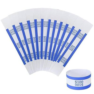 Currency Straps – Bill Wrappers, Money Bands to Organize Bills, ABA Standard Colors, Self-Adhesive, 7.5 x 1.15 Inches (Blue$100-100pcs)