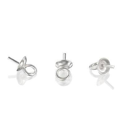 925 Sterling Silver Bezel Cups - 6 Pcs, 3mm Cabochon Blanks, Round with 1 Loop - DIY Jewelry Supplies - Bezels and Cabochons for Jewelry Making - Pendants, Bracelets, and Earrings