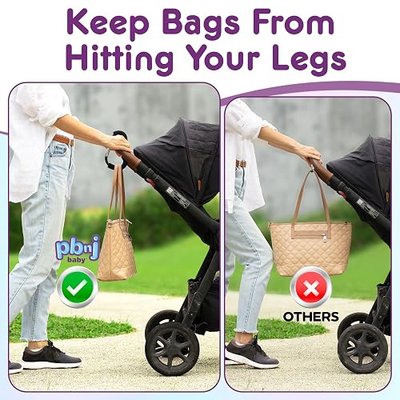 PBnJ Baby Stroller Hooks, Large Carabiner Clip, Diaper Bag Purse, 1 Pack