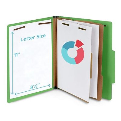 Blue Summit Supplies 10 Classification Folders, 2 Divider, Green | Heavy-duty, 2 in expansion, 2 prong fasteners, 2 dividers, 6 sections, for medical, legal, and personnel files