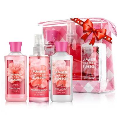 Bath and Body Care Travel Set - Home Spa Set with Body Lotion, Shower Gel and Fragrance Mist, Personal Body Care Travel Set for Birthday Christmas New Year Gifts(Japanese Cherry Blossom)