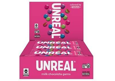 UNREAL Milk Chocolate Gems | Certified Fair Trade, Non-GMO | Made with Gluten Free Ingredients and Colors from Nature | No Sugar Alcohols or Soy | 12 Snack Packs
