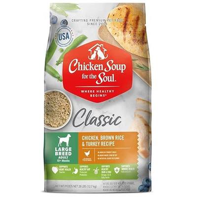 Chicken Soup for the Soul Natural Premium Large Breed Adult Dry Dog Food, Real Meat First Ingredient, No By-Products, Supports Heart, Gut & Immune Health, Chicken, Brown Rice & Turkey, 28lb
