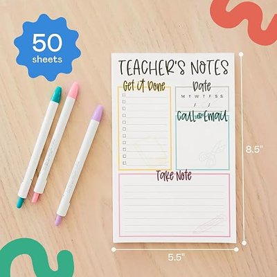 Tiny Expressions Teacher Notepad - Teacher To Do List Note Pad - Stationary Classroom Must Haves for Elementary and Middle School - Teacher Appreciation Gifts for Women