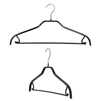 Mawa by Reston Lloyd Silhouette Non-Slip Space Saving Hanger with Skirt Hooks, Style 41/FRS, Set of 2, Black