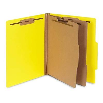 Blue Summit Supplies 10 Classification Folders, 2 Divider, Yellow | Heavy-duty, 2 in expansion, 2 prong fasteners, 2 dividers, 6 sections, for medical, legal, and personnel files