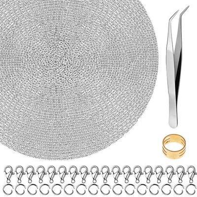 50 Feet Stainless Steel Chains for Jewelry Making, Anezus Jewelry Chain Bulk Small Metal Chains with 100 Jump Rings 30 Lobster Clasps for Necklace Making Bracelet DIY