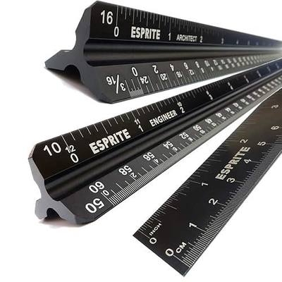 Vowcarol Triangular Scale Ruler Set, Architectural & Engineering Drafting Scales, 12 Inch Stainless Steel Ruler, 3-Pack Solid Aluminum with Etched Markings, 13 Inches