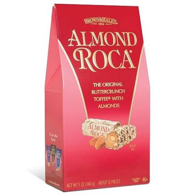 Brown & Haley Roca Chocolate Caramel Buttercrunch Toffee - 5 oz | Caramel Buttercrunch Toffee with Almonds & Sea Salt - Individually Wrapped - Gluten Free, Kosher - Gifts and Sharing