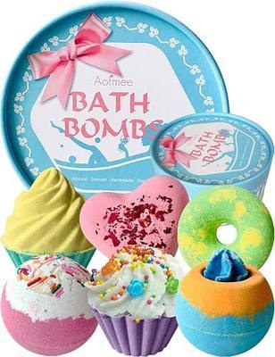 Aofmee Bath Bombs, 6pcs Bubble Bath Bomb for Girls, Handmade Fizzies Bathbombs for Women, Natural Organic Kids Spa Kit, Non Toxic Bath Kit for Teens, Gift Set for Mother Birthday Christmas Easter