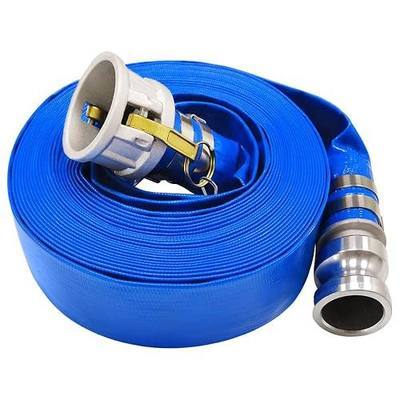 3" x 50' Blue PVC Backwash Hose for Swimming Pools, Heavy Duty Discharge Hose Reinforced Pool Drain Hose with Aluminum Camlock C and E Fittings | High-pressure PVC, Heavy Duty Anti-rust Coupling with Brass Handle, Quick Link, UV Resistant, for Sump Pump, Pool, Filter
