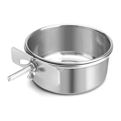 Bird Cage Feeder, Bird Feeder for Cage, 10oz Stainless Steel Food Water Bowl with Clamp, Clip-On Cage Coop Cup for Parrot Hamster Rabbit Rat Small Animals