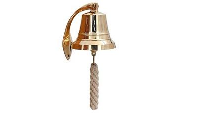 THDC Solid Brass BellWall Mount, Brass Maritime Duty Watch Ship?s Bell (5", Polished Brass)
