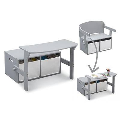 Delta Children MySize Kids Convertible Activity Bench - Greenguard Gold Certified, Grey