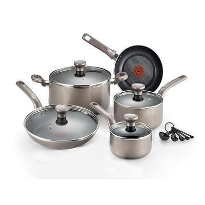T-fal C508SE Excite Nonstick Thermo-Spot Dishwasher Safe Oven Safe Cookware Set, 14-Piece, Gold
