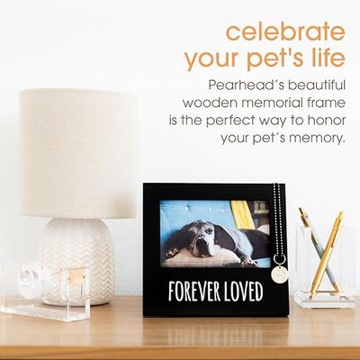 Pearhead Forever Loved Pet Keepsake Picture Frame, Photo Frame for Pet Owners and Dog Lovers, Ideal Memorial Gift for Loss of Dog and Pet Remembrance, Wall Mount And Tabletop Frame, Black | Picture Frame for Pet Owners, Ideal Memorial Gift for Loss of Dog and Pet Remembrance, Dog or Cat Sympathy Gif