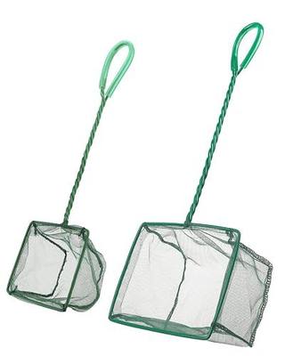Pawfly Aquarium Fish Net with Braided Metal Handle Square Net with Soft Fine Mesh Sludge Food Residue Wastes Skimming Cleaning Net for Fish Tanks Small Koi Ponds and Pools