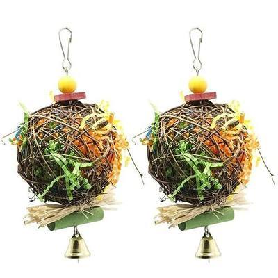 EBaokuup 2 Pack Bird Chewing Toys Foraging Shredder Parrot Cage Shredder Hanging Toy for Cockatiel Conure African Grey Amazon