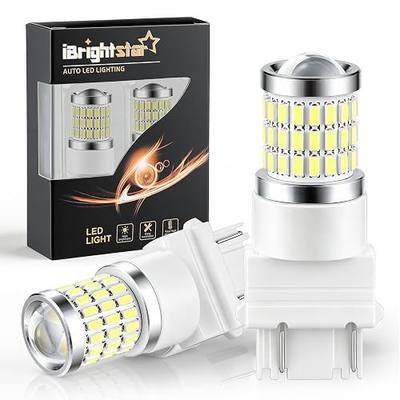 iBrightstar 9-30V Flashing Strobe Blinking LED Reverse Lights 3157 3156 3057 3056 LED Bulbs with Projector Replacement for Back Up Reverse Lights, Xenon White