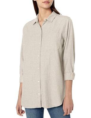 Goodthreads Women's Brushed Twill Long Sleeve Oversized Boyfriend Shirt