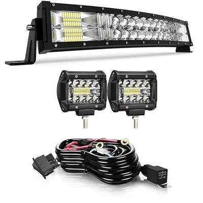 Curved LED 22Inch Light Bar with 2x4inch LED Pods Fog Lights | with Switch Wiring Harness Kit Spot Flood Combo Beam Offroad Driving Lighting