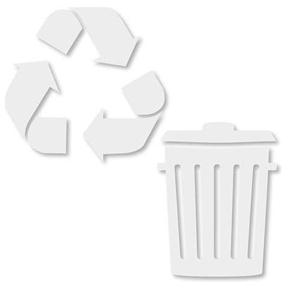Vinyl Friend Recycle & Trash Decal Stickers White 2.5 inches Premium Contour Cut Transfer Stickers Sleek Logo Symbols for Effortless Garbage Bin Organization