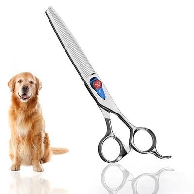 Kenchii Five Star Offset Handle Professional Dog Grooming Shears, 46 Tooth Tinner Shears, Light Weight, Heavy Duty Pet Grooming Scissor for Dogs, Cats