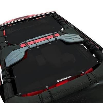 Shadeidea JK Sun Shade Top Compatible with Jeep Wrangler JKU Top Sunshade Soft Mesh Roof Cover (2007-2018)- Wind Noise UV Blocker -10 Year Warranty -4 Door -Black -Front&Rear (2 pcs)