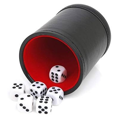 Felt Lined Professional Dice Cup with 6 Dices Quiet for Yahtzee Game | Quiet felt-lined dice cup with sturdy construction and premium look, ideal for Yahtzee, Farkle and other dice games