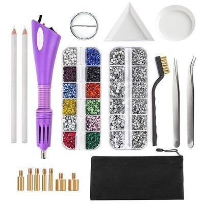 Dorhui Hotfix Applicator, DIY Hot Fix Rhinestone Applicator Wand Setter Tool Kit with 7 Different Sizes Tips, Tweezers & Brush Cleaning kit and 2 Pack Hot-Fix Crystal Rhinestones