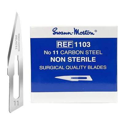 Swann Morton Surgical Scalpel Blade #11, Carbon, Box of 100 (20 Packs of 5) | Non-Sterile Carbon Steel for Precision Cutting, Model Making, Industrial Use