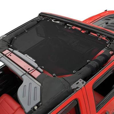 JK Sun Shade Top Compatible with Jeep Wrangler Sunshade Mesh Roof Front | Black, Fit 2007-2018 JKU 2/4 Door, Block UV, Reduce Wind Noise, Easy Install, 10 Year Warranty