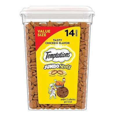 Temptations Jumbo Stuff Crunchy & Soft Cat Treats, Chicken, 14 oz | 100% complete & balanced for adult cats, under 2 calories per treat, bigger than Classic, resealable stay-fresh tub