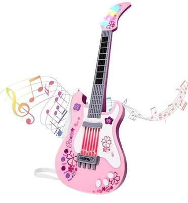 M SANMERSEN Kids Electric Toy Music Pink Guitars for Girl | Toddler Musical Instrument Toys for 3 4 5 Year Old Girls Gifts Strap Included