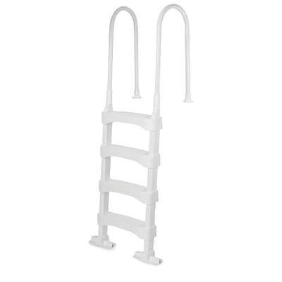 Vinyl Works Snap & Lock Pool Ladder, Plastic Step Ladder for Above Ground or In Ground Swimming Pool, or Deck up to 60 Inch Height, White