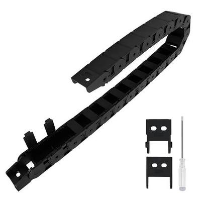 R38 18mm x 25mm(Inner H x Inner W) Black Plastic Cable Wire Carrier Drag Chain 1M Length for CNC, with End Connectors - Semi Enclosed Type (Inner Side openable)