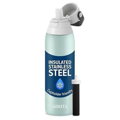 Brita Stainless Steel Premium Filtering Water Bottle, BPA-Free, Reusable, Insulated, Replaces 300 Plastic Water Bottles, Filter Lasts 2 Months or 40 Gallons, Includes 1 Filter, Glacier - 20 oz